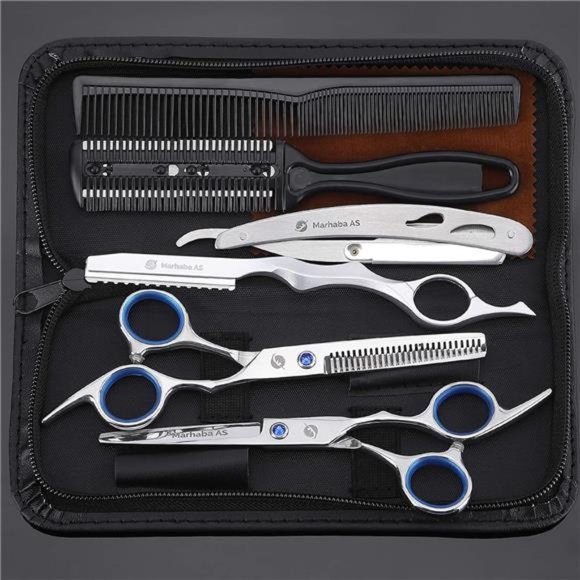 Silver Hair Cutting Scissors for Men and Women,10 Pieces Hair Cutting kit - Picture 5 of 7